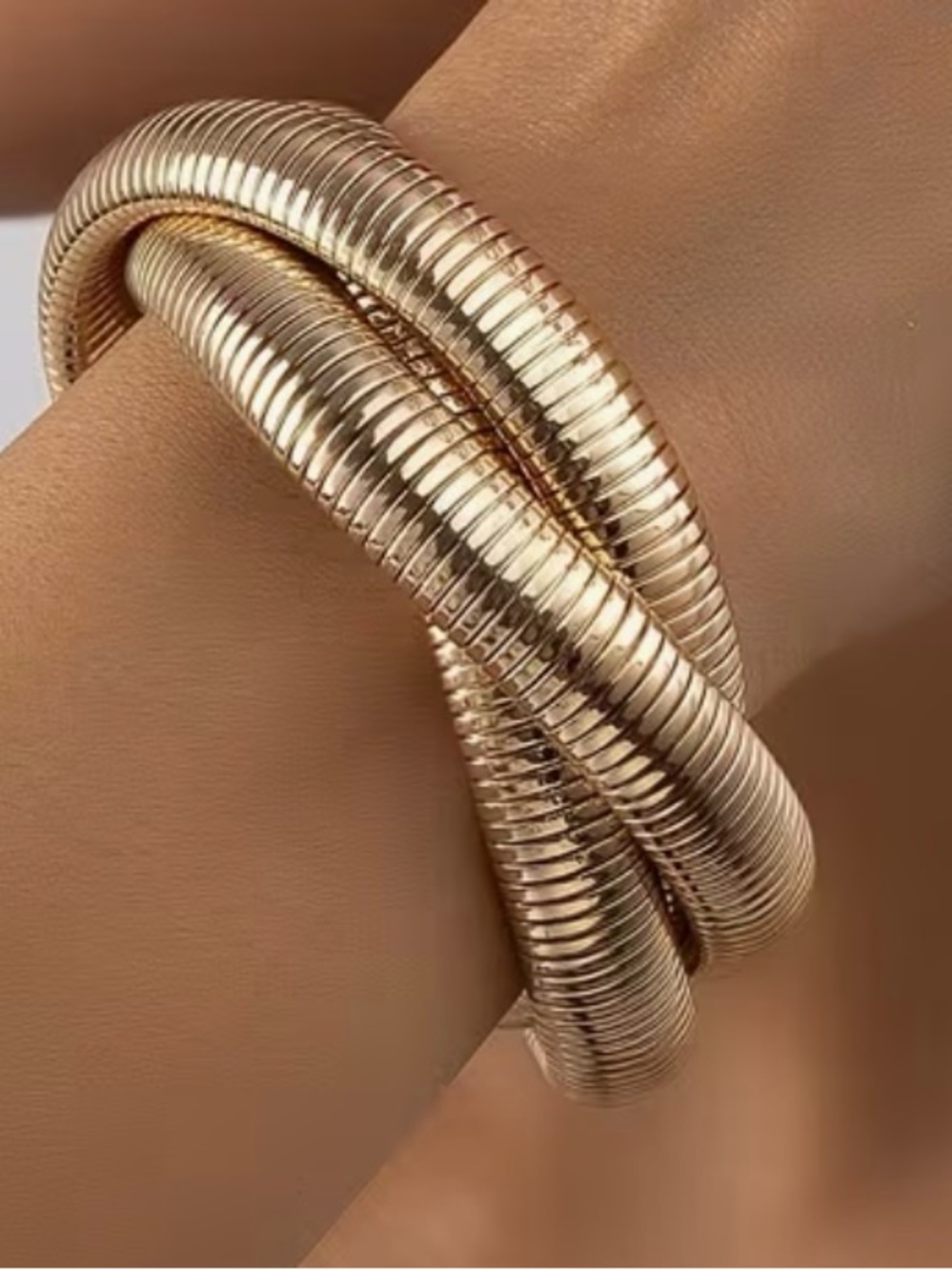 Gold Coil Statement Bracelet - Elegant Women Jewelry